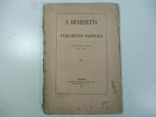 S. Benedetto al Parlamento nazionale - Luigi Tosti - copertina