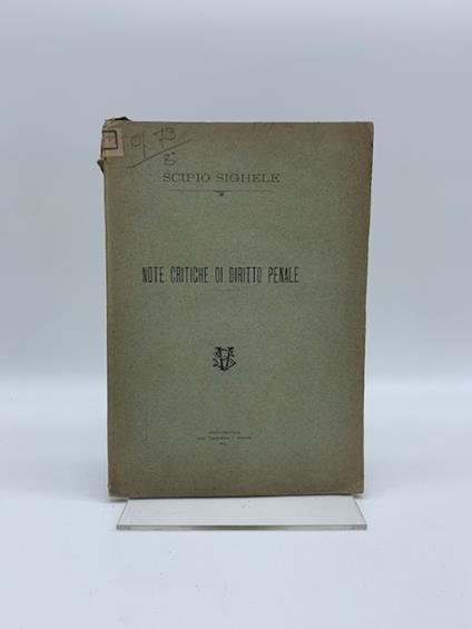 Note critiche di diritto penale - Scipio Sighele - copertina