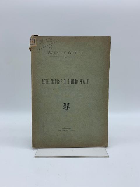 Note critiche di diritto penale - Scipio Sighele - copertina