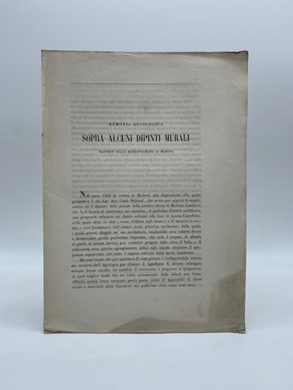 Memoria agiologica. Sopra alcuni dipinti murali scoperti nella metropolitana di Modena - Carlo Borghi - copertina