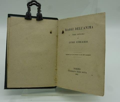 Raggi dell'anima. Versi giovanili - Luigi Cibrario - copertina