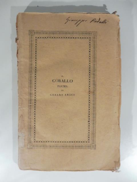 Il corallo. Poema