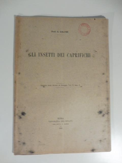 Gli insetti dei caprifichi - Guido Grandi - copertina