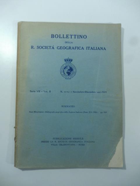 Bollettino della R. Societa' geografica italiana. Bibliografia geografica della Regione italiana - Elio Migliorini - copertina