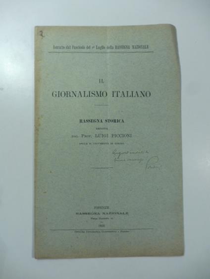 Due supplementi di giornali fiorentini del 1848 e 1859 - Luigi Piccioni - copertina