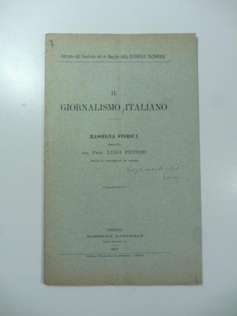 Il giornalismo dipartimentale negli ultimi anni del Regno italico - Luigi Piccioni - copertina