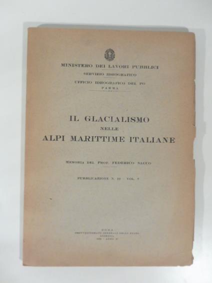 il glacialismo nelle Alpi Marittime Italiane - Federico Sacco - copertina