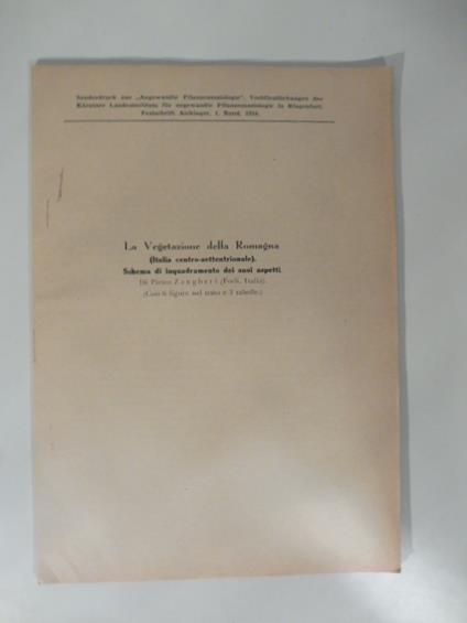 La vegetazione della Romagna. Schema di inquadramento dei suoi aspetti - Pietro Zangheri - copertina