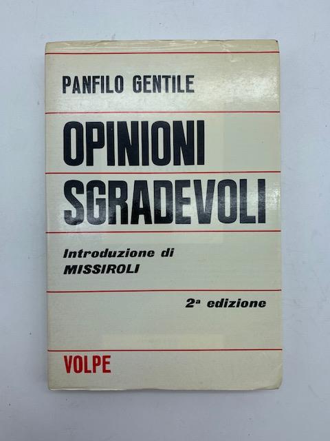 Opnioni sgradevoli - Panfilo Gentile - copertina