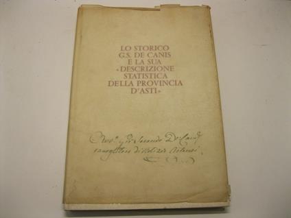 Lo storico G. S. De Canis e la sua Descrizione statistica della provincia d'Asti - Renato Bordone - copertina