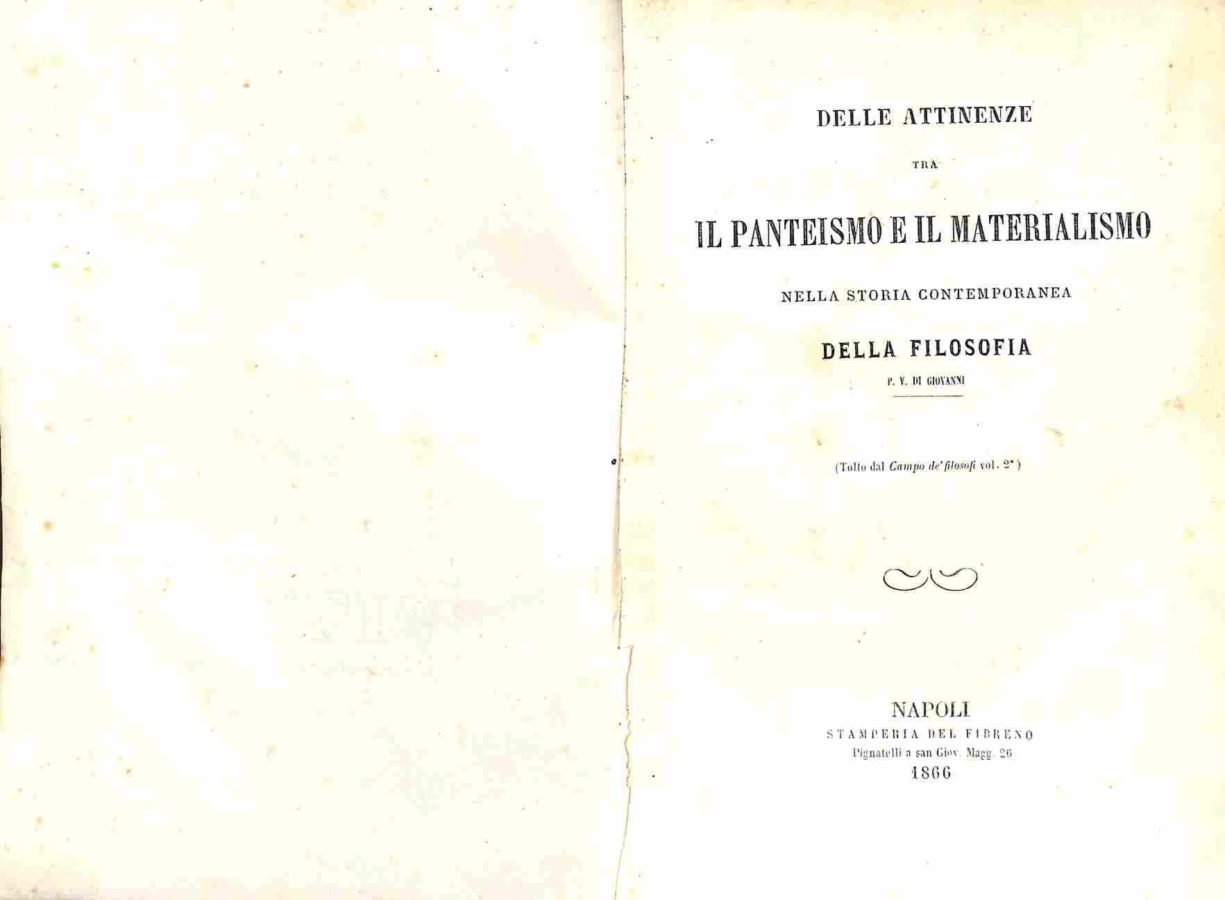 Delle attinenze tra il panteismo e il materialismo nella storia contemporanea della filosofia