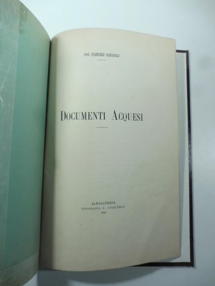 Documenti acquesi - Francesco Gasparolo - copertina