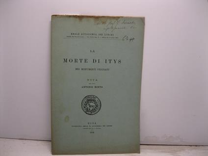 La morte di Itys nei monumenti figurati - Antonio Minto - copertina