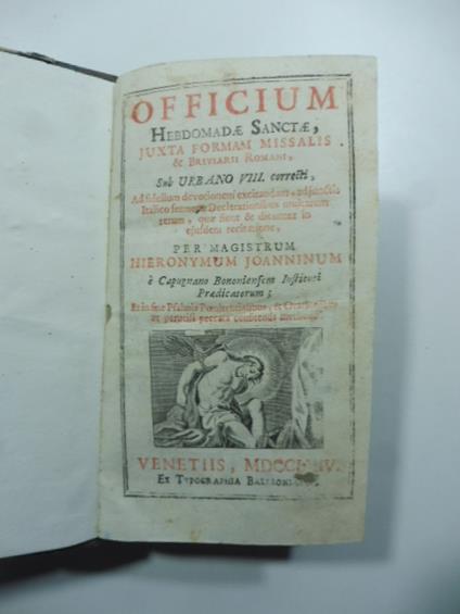 Officium Hebdomadae Sanctae juxta formam missalis & breviarii romani - copertina