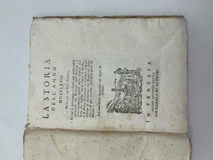 Storia dell'anno MDCCLXXII divisa in sei libri - copertina