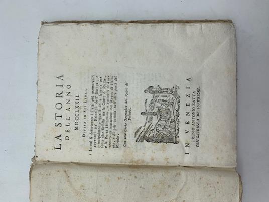 Storia dell'anno MDCCLXXII divisa in sei libri - copertina