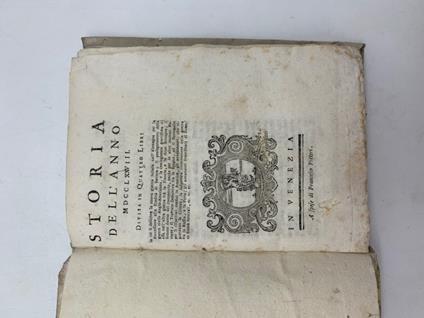 Storia dell'anno MDCCLXXVIII divisa in quattro libri - copertina