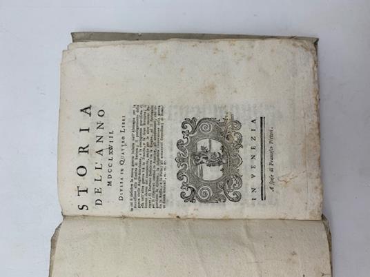 Storia dell'anno MDCCLXXVIII divisa in quattro libri - copertina