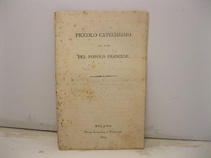 Piccolo catechismo ad uso del popolo francese - copertina