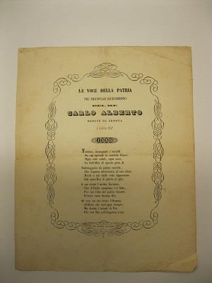La voce della patria nel trionfale ricevimento del re Carlo Alberto reduce da Genova. 4 dicembre 1847 - copertina