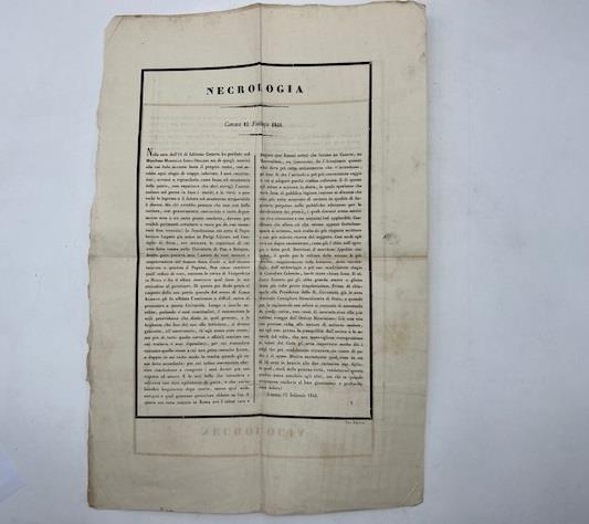 Necrologia. Genova, 15 febbraio 1848... Genova ha perduto nel Marchese Marcello Luigi Durazzo un di quegli uomini..
