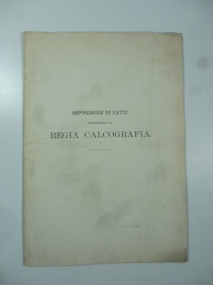 Esposizione di fatti concernenti la regia calcografia - copertina