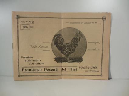 Premiato Stabilimento d'avicultura. Francesco Pesenti del Thei, Preganziol, Treviso - copertina