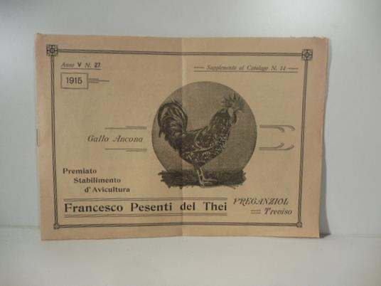 Premiato Stabilimento d'avicultura. Francesco Pesenti del Thei, Preganziol, Treviso - copertina