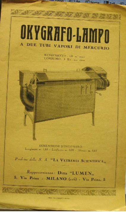 Okygrafo lampo a due tubi vapori di Mercurio - copertina