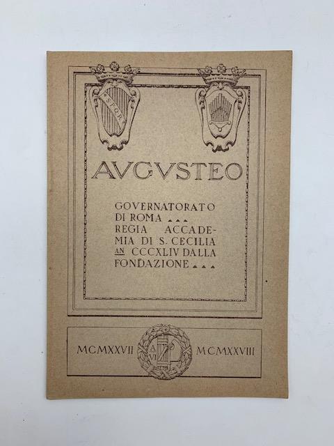 Augusteo. Stagione 1927-28. Nono concerto popolare di musica da camera. Giuseppe Cristiani, pianoforte...col concorso della violinista Gioconda De Vito - copertina