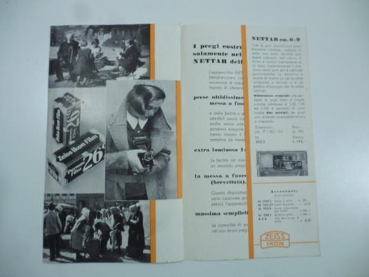 Zeiss Ikon. Nettar 1:6,3. Apparecchi di alta classe alla portata di tutti. (Pieghevole pubblicitario) - copertina