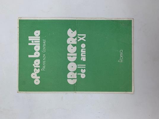 Opera Balilla. Crociere dell'anno XI (Pieghevole pubblicitario) - copertina
