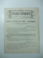 Partito nazionale fascista. Foglio d'ordini. Gran Consiglio del Fascismo, anno XIV