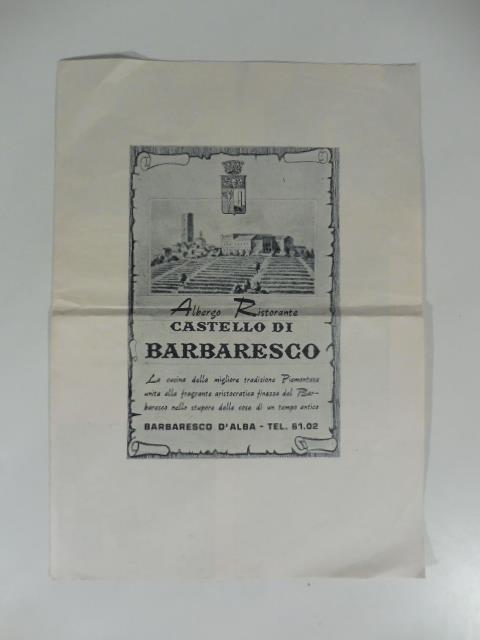 Albergo Ristorante Castello di Barbaresco. Pieghevole pubblicitario
