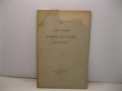 Altre notizie intorno alla flora del Montenegro - A. Baldacci - copertina