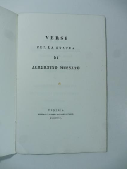 Versi per la statua di Albertino Mussato - copertina
