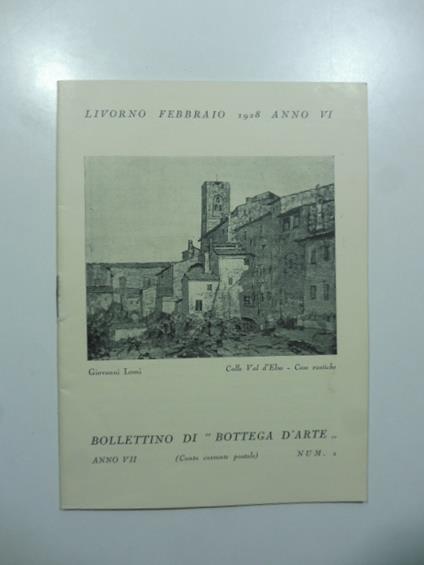 Bollettino di Bottega d'Arte, Livorno, num. 2, febbraio 1928. Giovanni Lomi - copertina
