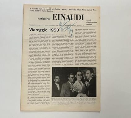 Notiziario Einaudi. Mensile di informazione culturale, anno II, n. 7-8, Luglio-Agosto 1953 - copertina