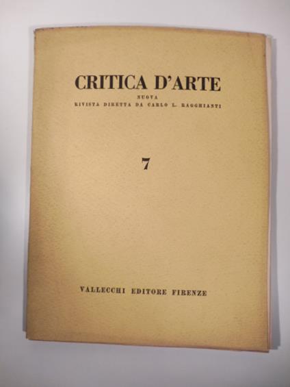 Critica d'arte. Nuova rivista diretta da Carlo L. Ragghianti, 7 - copertina