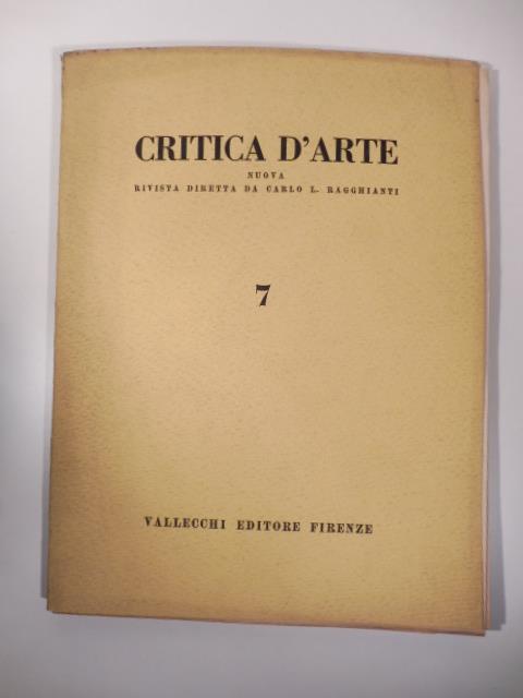 Critica d'arte. Nuova rivista diretta da Carlo L. Ragghianti, 7 - copertina