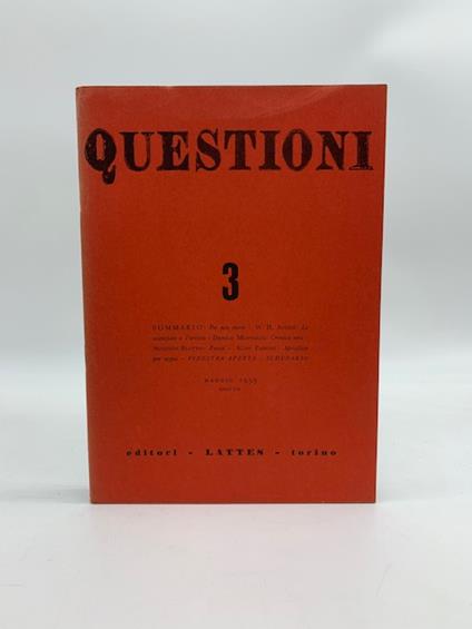 Questioni. Bimestrale di cultura 3 - maggio 1959 - copertina