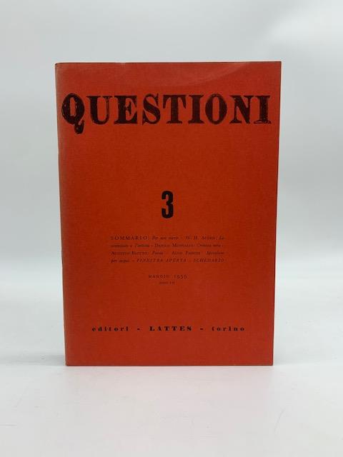 Questioni. Bimestrale di cultura 3 - maggio 1959 - copertina