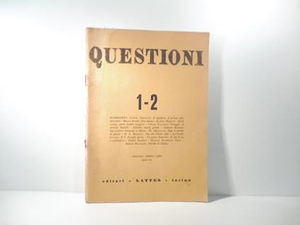 Questioni. Bimestrale di cultura, 1-2, gennaio-marzo 1960 - copertina