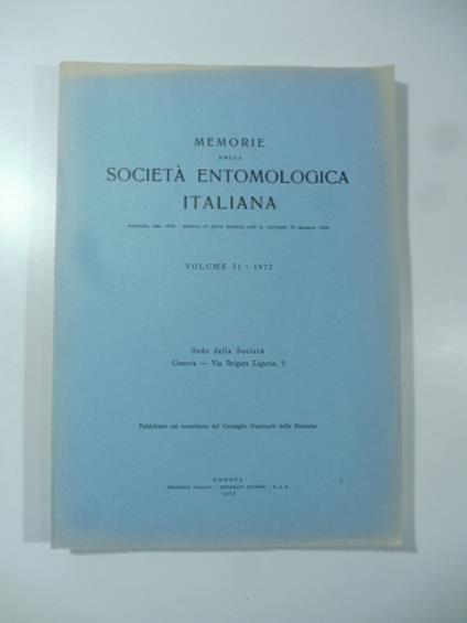 Bollettino della Societa' entomologica italiana, volume 51, 1972 - copertina