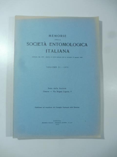 Bollettino della Societa' entomologica italiana, volume 51, 1972 - copertina