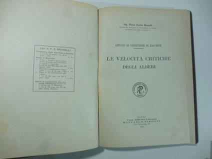Appunti di costruzioni di macchine. Le velocita' critiche degli alberi - Enrico Brunelli - copertina