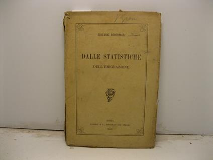 Dalle statistiche dell'emigrazione - Giovanni Robustelli - copertina