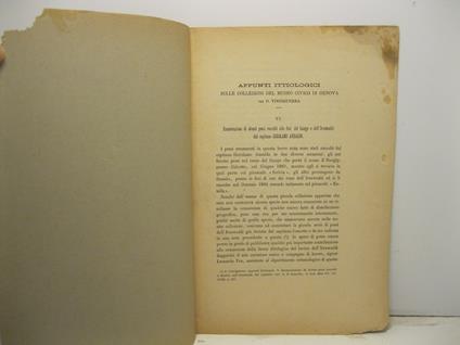 Appunti ittiologici sulle collezioni del Museo civico di Genova. VI. Enumerazione di alcuni pesci raccolti alle foci del Gange e dell'Irrawaddi del capitano Gerolamo Ansaldo - Decio Vinciguerra - copertina