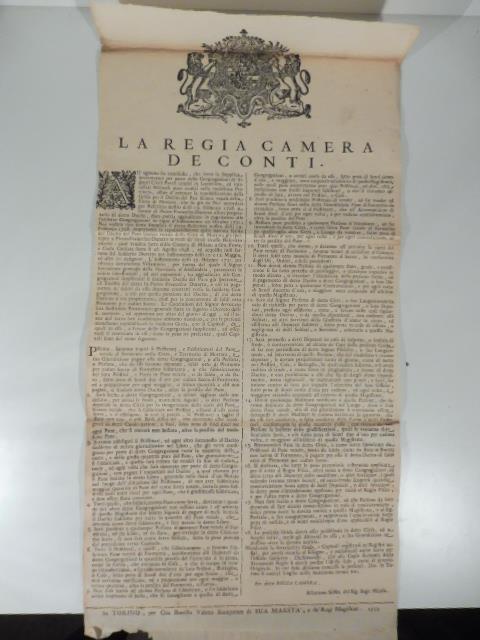 La Regia Camera dei Conti. Ad ognuno sia manifesto che sovra la supplica presentataci per parte delle Congregazioni dei signori civili pavesi censiti in Lomellina ed interessati milanesi... affine d'ottenere la repubblicazione delle grida per il daci - copertina