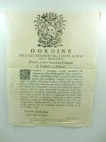 D'ordine dell'illustrissimo sig. Conte Alfieri di S. Martino vicario e sovrintendente generale di politica e polizia. Si notifica a chiunque volesse attendere all'appalto de' macelli di questa citta' con provvedere il pubblico delle carni necessarie